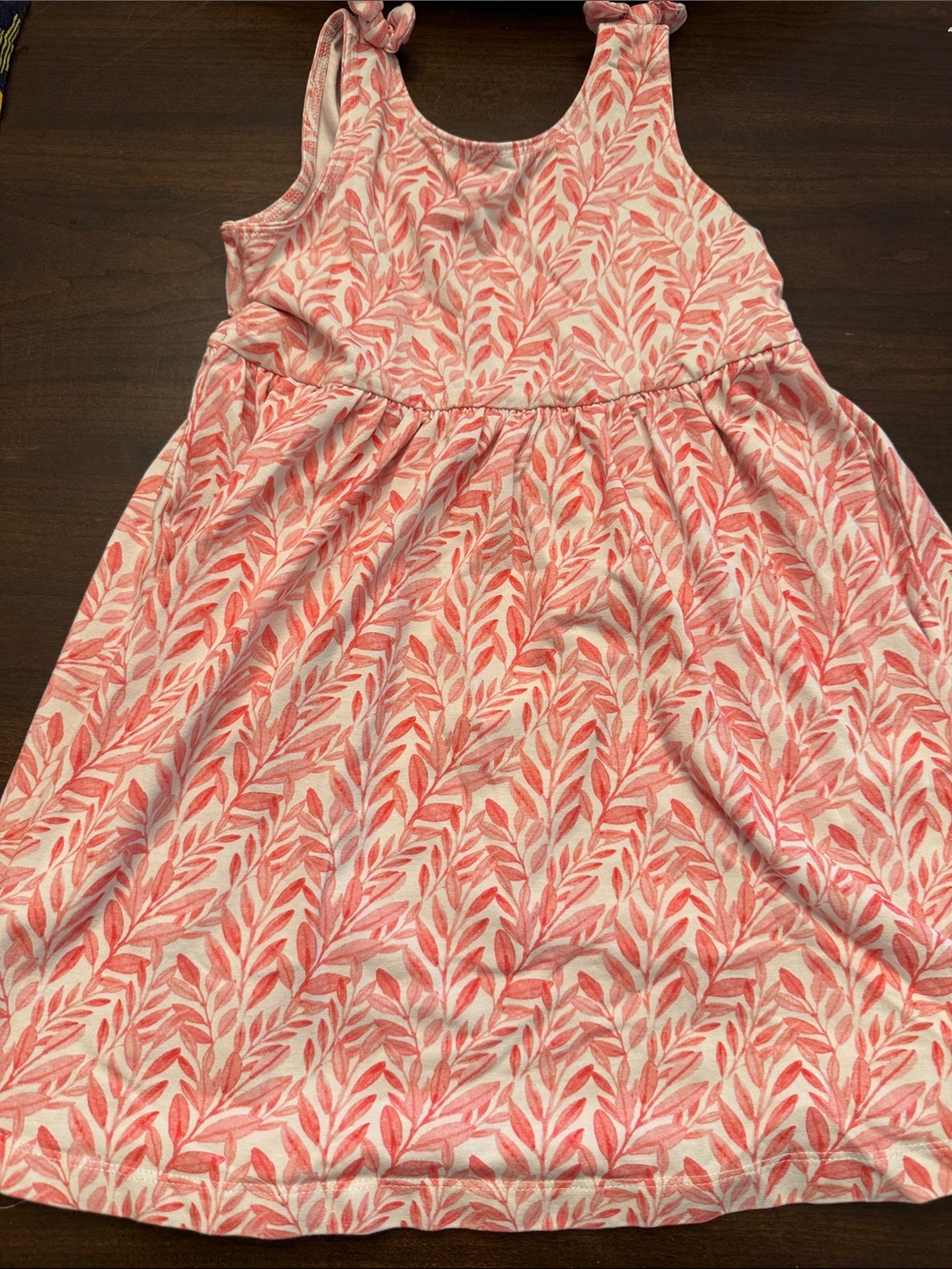 Ruffle Butts Coral Leaf-Print Sleeveless Dress